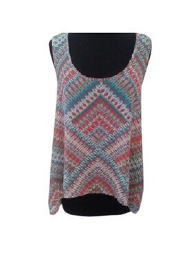 American Rag Sleeveless Racerback Top, Southwestern Pattern + Colors, Size Large